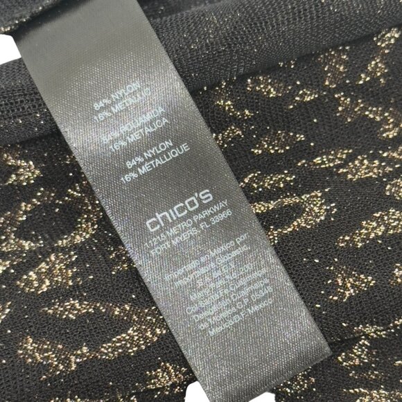 Chicos Traveler Open Front Leopard Print Cardigan Women SZ 2 Metallic Black Gold - Picture 3 of 10